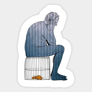 The-old-man-and-the-cage Sticker